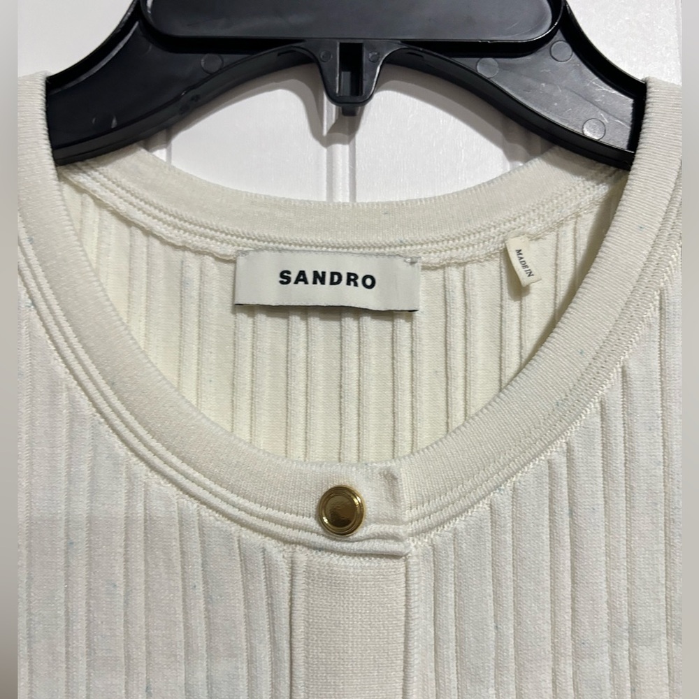 Sandro Cream Sleeveless Button-Front Sheath Dress - Picture 5 of 8